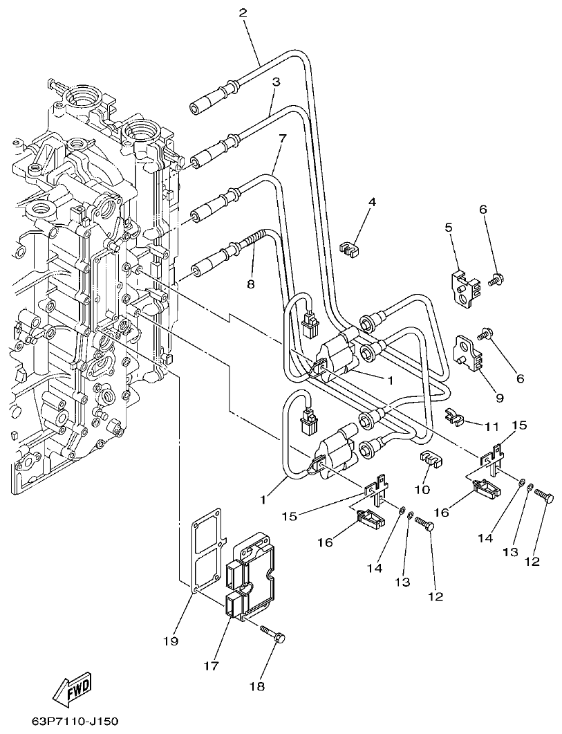 Yamaha F150BET, FL150BET ELECTRICAL 1 parts diagram